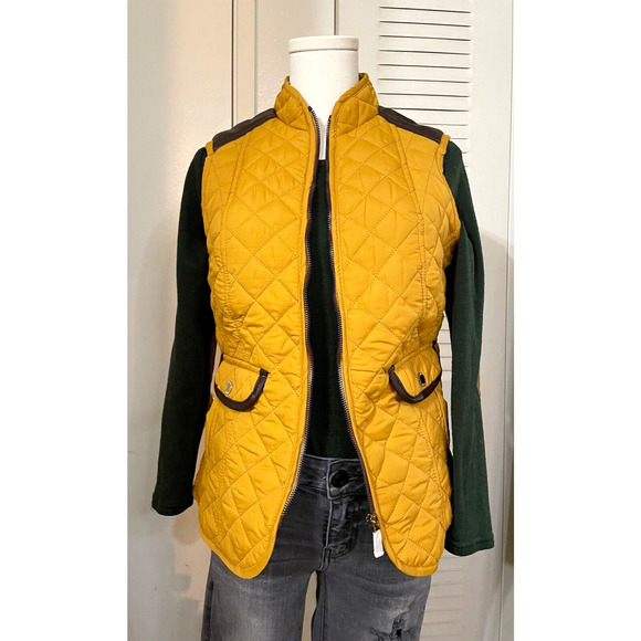 Hollyland Women's Quilted Mustard Lightweight Sleeveless Vest Small - Picture 2 of 9